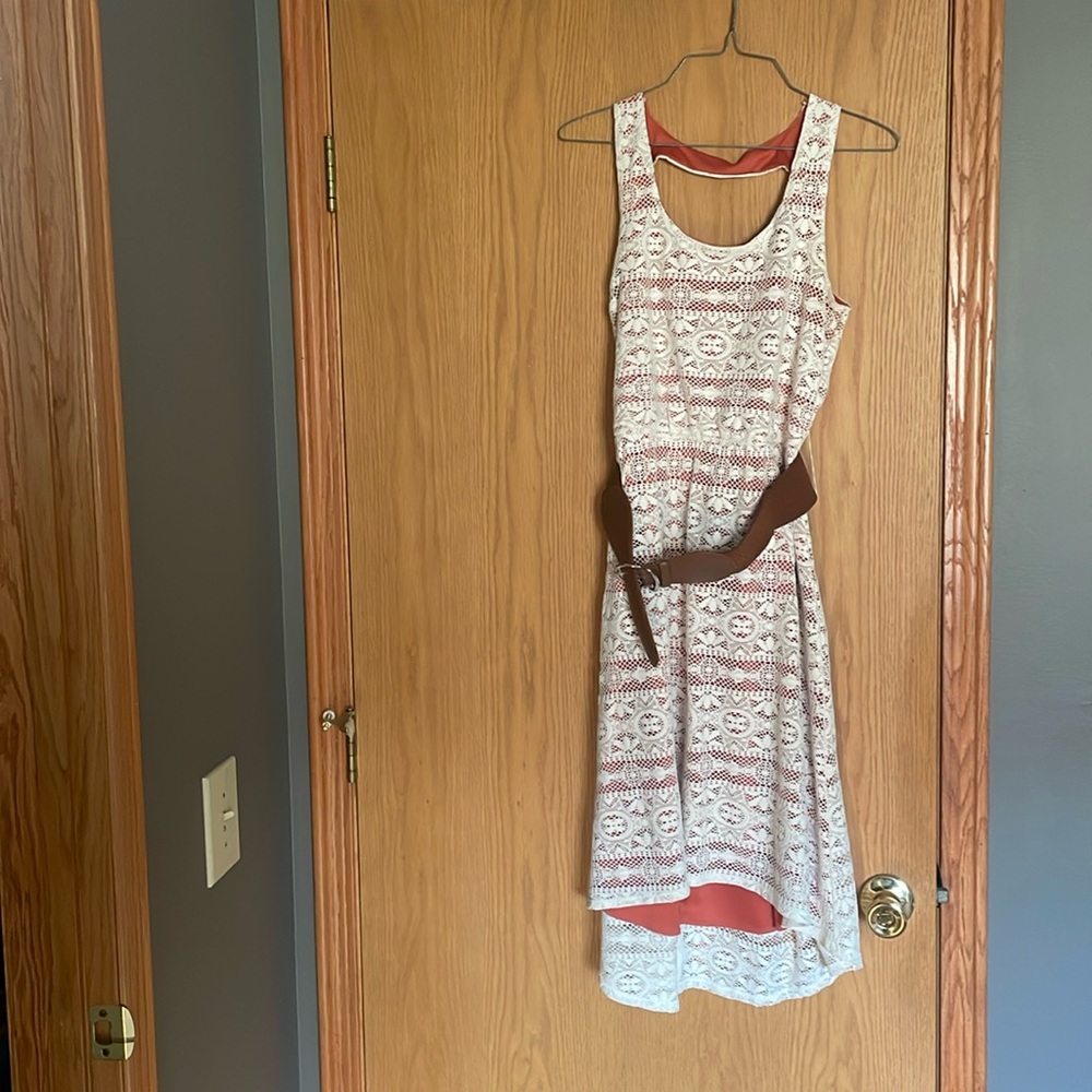 Orange and lace dress with belt
